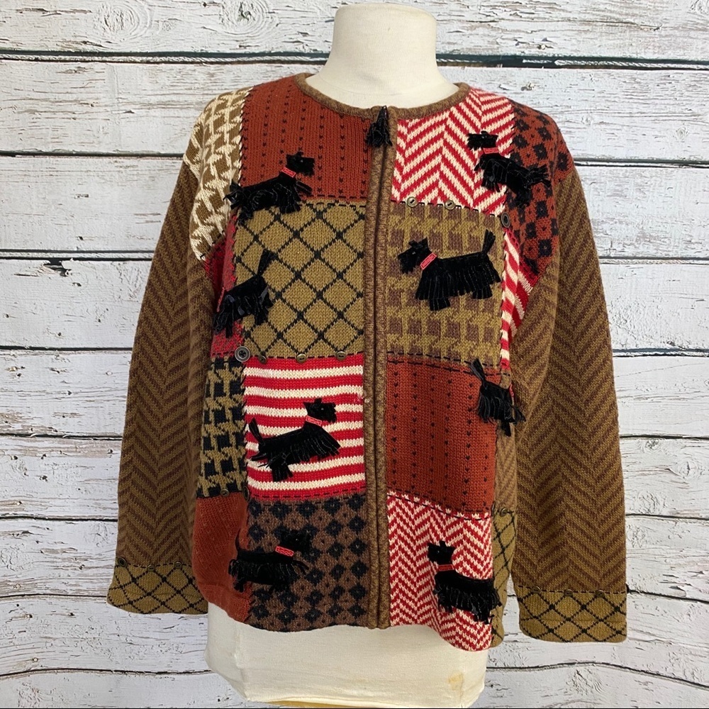 Susan Bristol Yorkie Cardigan XL EUC